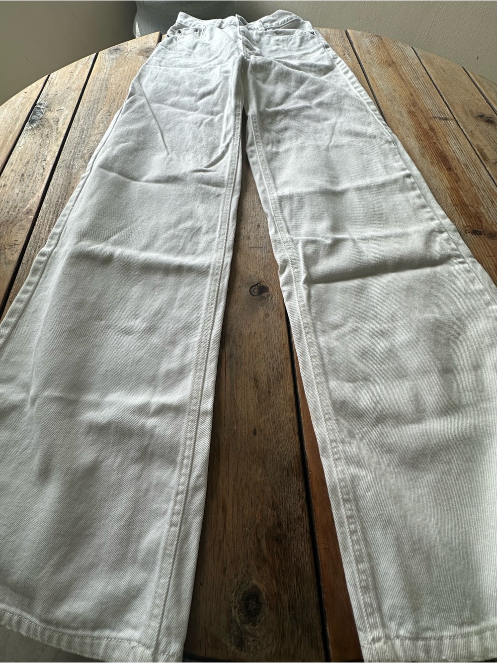 Pull&Bear White High-Rise Wide Leg Jeans